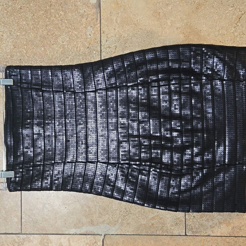 EXPRESS Black Strapless Sequin Bodycon Dress